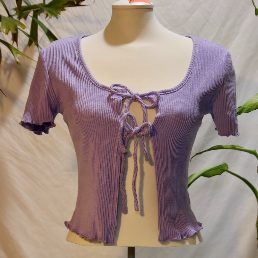 Purple Knit Tie Top